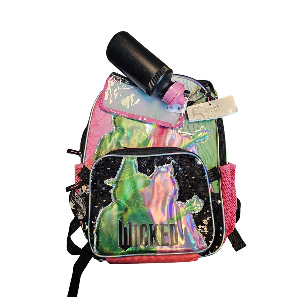 Wicked Movie Backpack 5 Piece Set Elphaba Glinda Pink Green B25WD63717-KH New